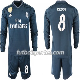 Camisetas Real Madrid KROOS 8 Niño Segunda Equipacion 2018/2019 Manga Larga